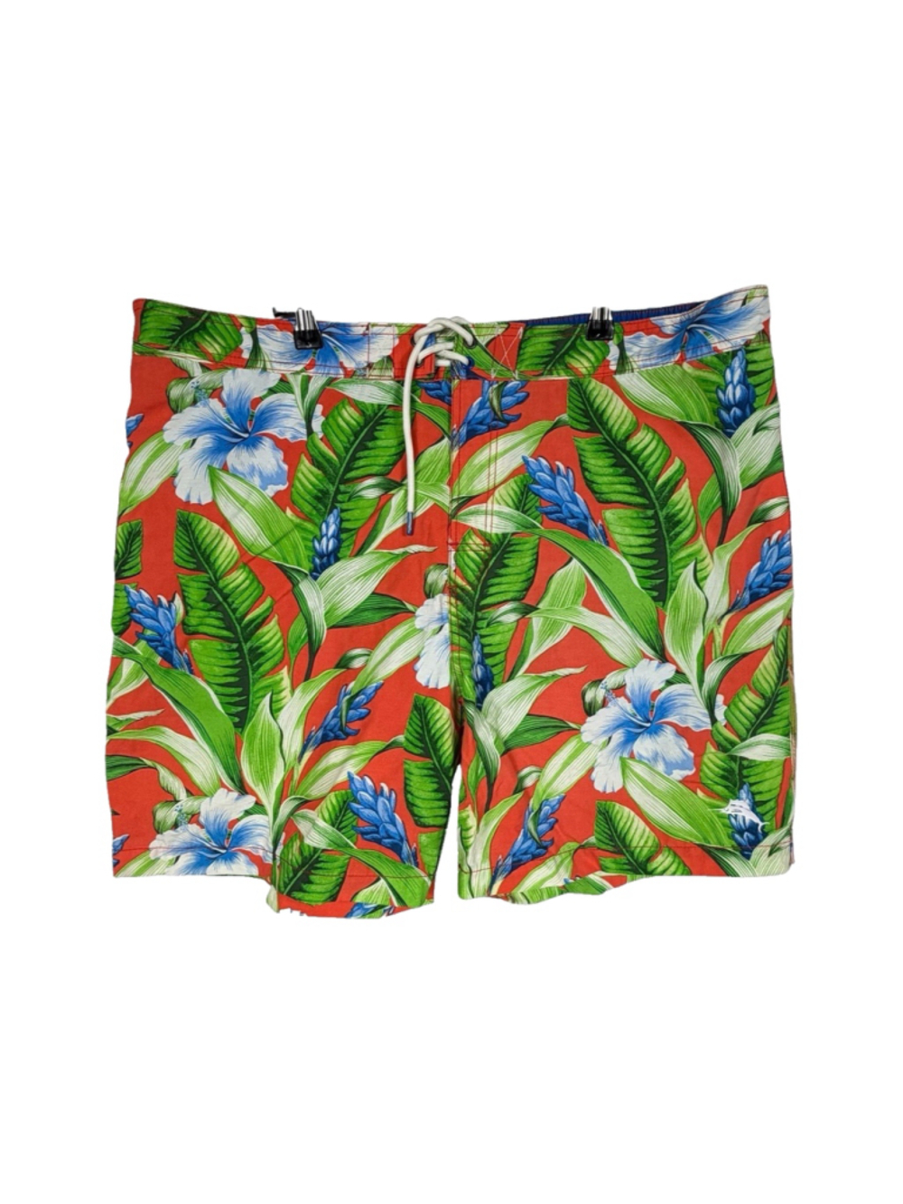 Tommy Bahama Tropical Beach Print Lined Swim Trunks Green Blue Men's Size XXL